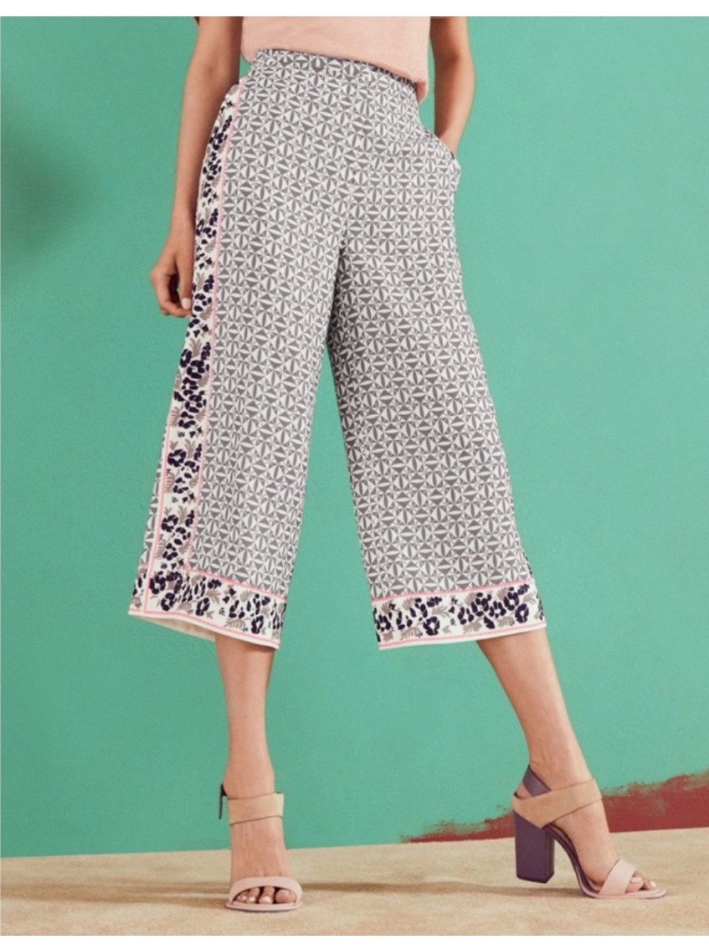 Ted Baker London Khalid Wide Leg Cropped Culottes Pants - Size 2 / USA 6